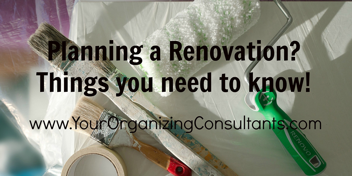 painting supplies randomly laying on a table with text that reads, planning a renovation? Things you need to know.