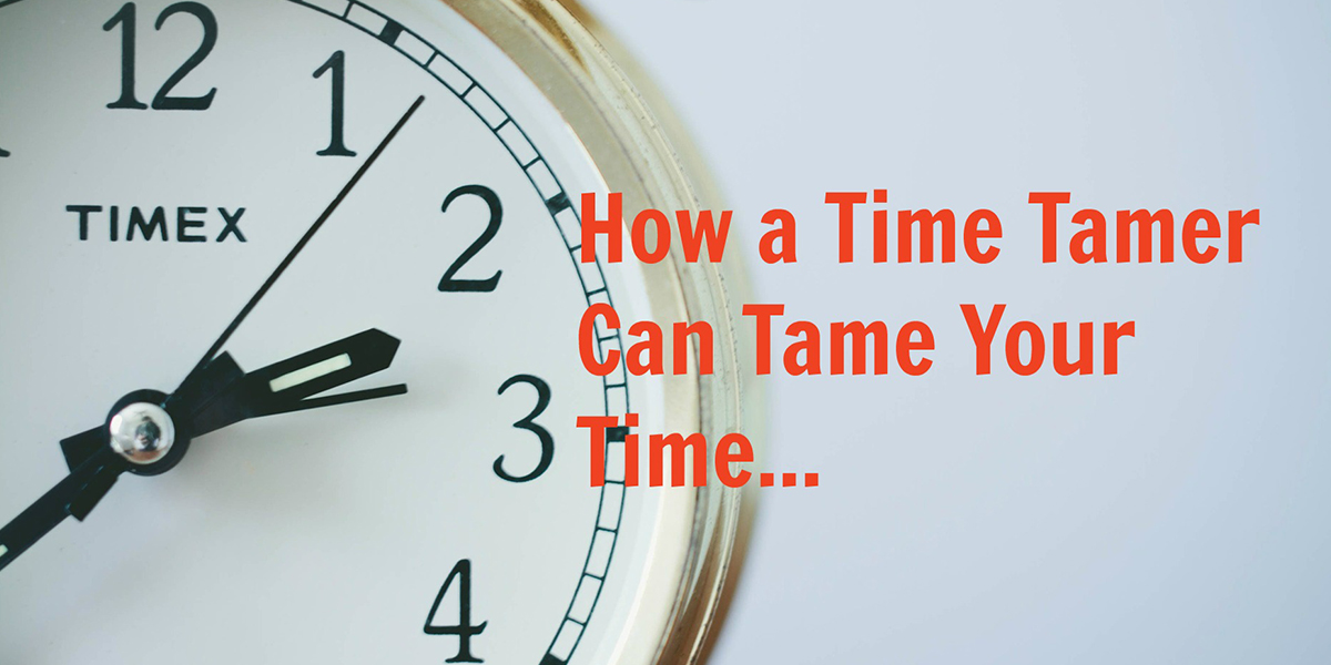 a clock face with text that reads how a time tamer can tame your time